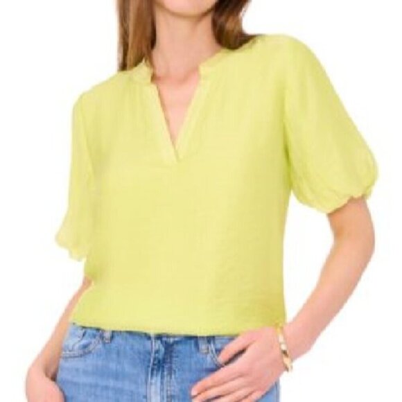 NEW Vince Camuto Womens Split-Neck Quarter Puf Island Lime XS - Picture 3 of 10